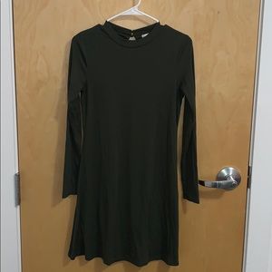 Olive Green love, Fire Ribbed Sweater Dress